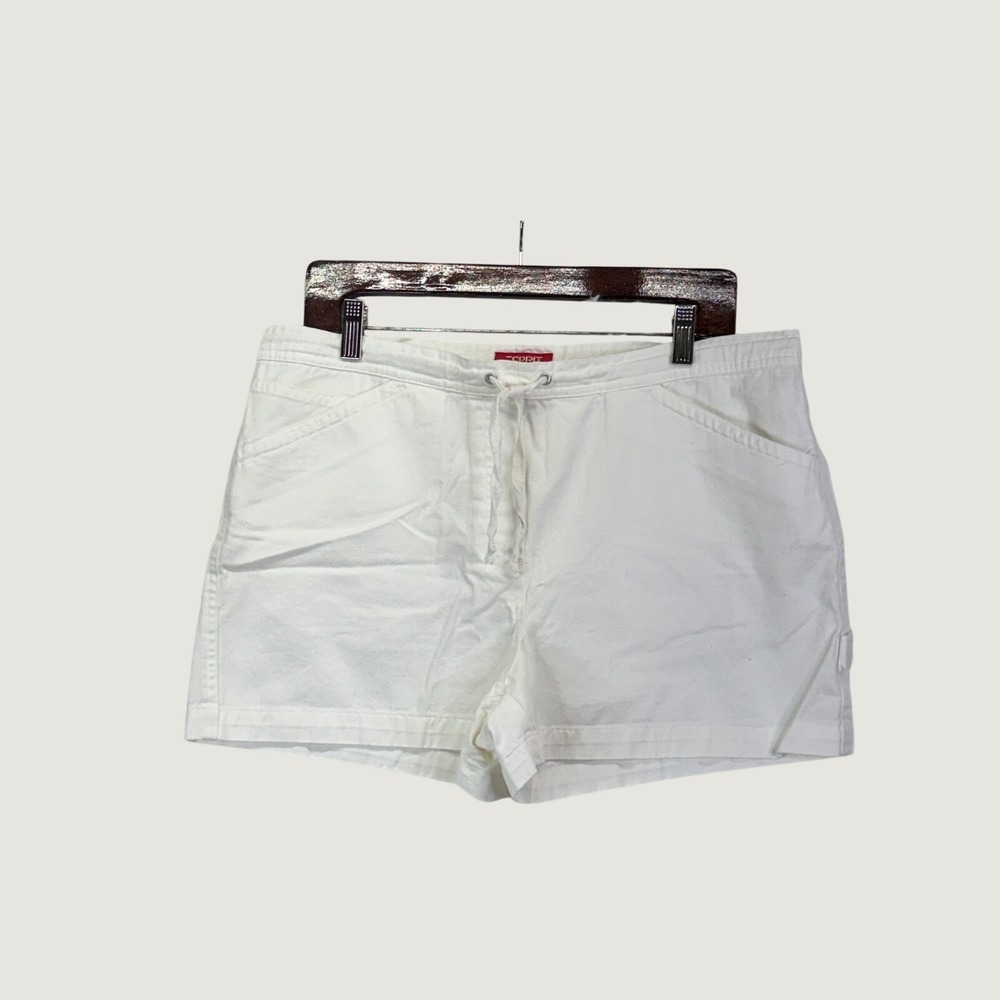 Esprit White Cotton Blend Drawstring‎ Shorts Size 7/8 Y2K Minimalist Summer